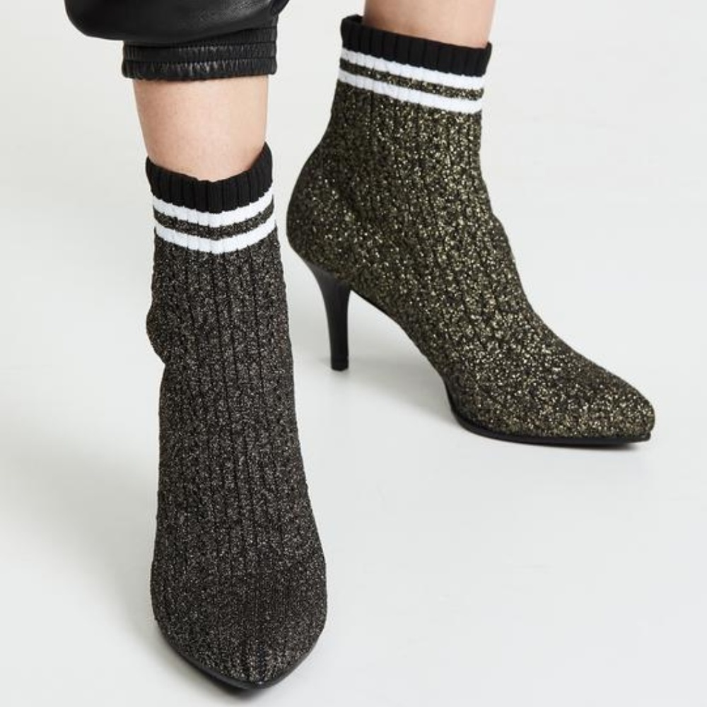 Stuart Weitzman | Shimmer Black Gold Sock Booties